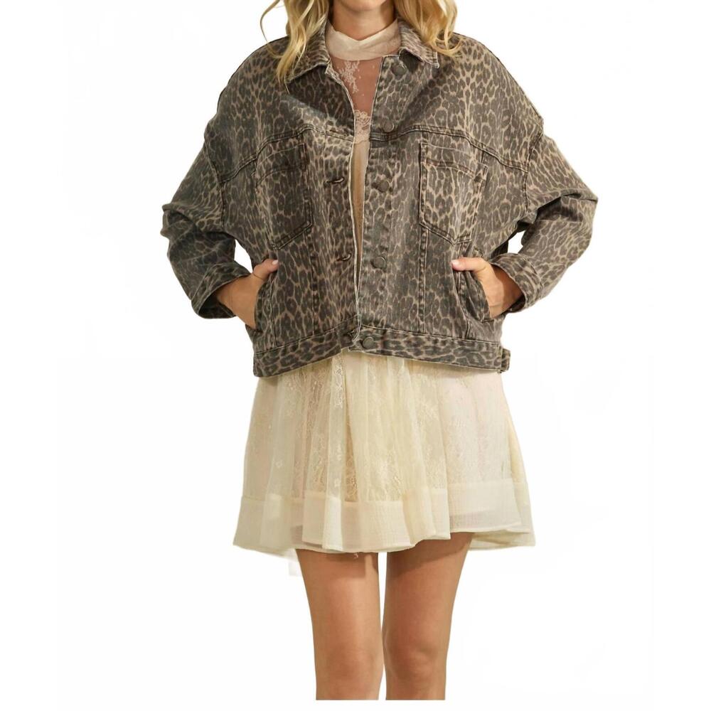 NEW VEVERET steff casual jacket in leopard print